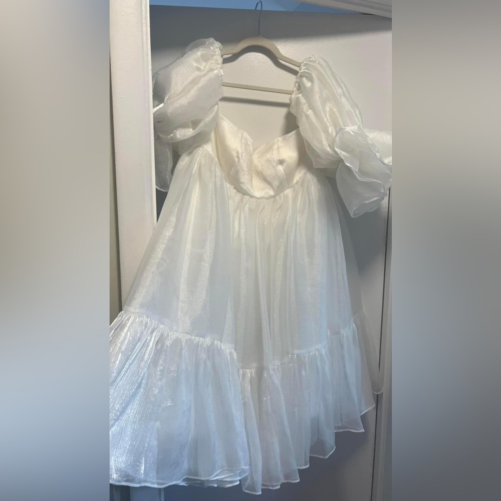 White midi shimmer dress